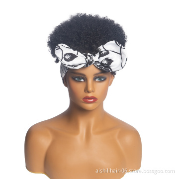 Aishili wholesale wig with headband attached Afro curly headband wigs for black women
